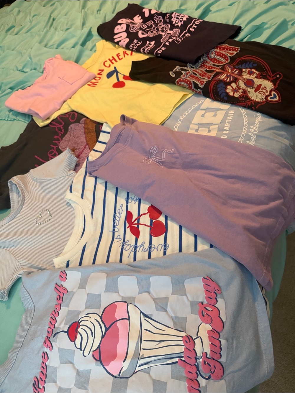 Cotton On Kids Light Blue Purple Pink Yellow Graphic Tees - Mixed Pack